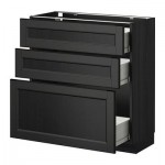 МЕТОД / ФОРВАРА Напольный шкаф с 3 ящиками - 80x37 см, Лаксарби черно-коричневый, под дерево черный МЕТОД / ФОРВАРА Напольный шкаф с 3 ящиками - 80x37 см, Лаксарби черно-коричневый, под дерево черный