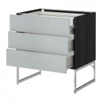 МЕТОД / ФОРВАРА Напольн шкаф 3фронт пнл/2низ/2ср ящ - 80x60x60 см, Веддинге серый, под дерево черный МЕТОД / ФОРВАРА Напольн шкаф 3фронт пнл/2низ/2ср ящ - 80x60x60 см, Веддинге серый, под дерево черный