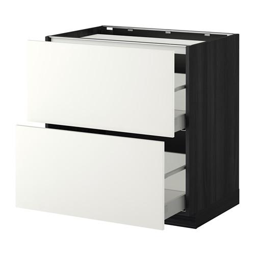 МЕТОД / МАКСИМЕРА Напольн шкаф/2фронт пнл/3ящика - под дерево черный, Хэггеби белый, 80x60 см МЕТОД / МАКСИМЕРА Напольн шкаф/2фронт пнл/3ящика - под дерево черный, Хэггеби белый, 80x60 см