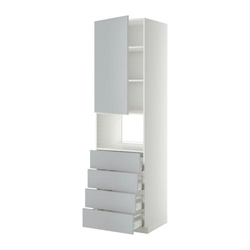 МЕТОД / МАКСИМЕРА Высок шкаф д/духовки/дверца/4ящика - 60x60x220 см, Веддинге серый, белый МЕТОД / МАКСИМЕРА Высок шкаф д/духовки/дверца/4ящика - 60x60x220 см, Веддинге серый, белый
