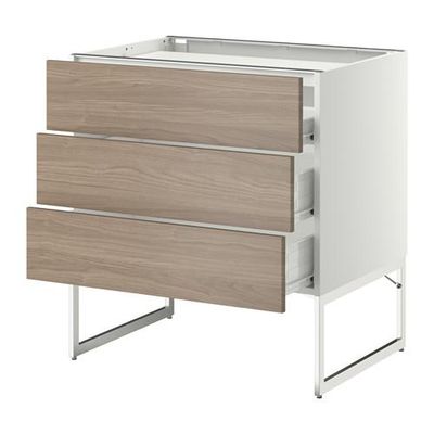 МЕТОД / ФОРВАРА Напольн шкаф/3фронт пнл/3ящика - 80x60x60 см, Брокхульт под грецкий орех светло-серый, белый МЕТОД / ФОРВАРА Напольн шкаф/3фронт пнл/3ящика - 80x60x60 см, Брокхульт под грецкий орех светло-серый, белый
