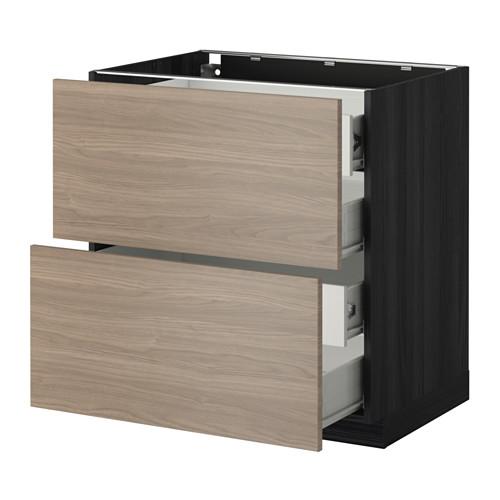 МЕТОД / ФОРВАРА Напольн шкаф 2 фронт пнл/4 средн ящ - под дерево черный, Брокхульт под грецкий орех светло-серый, 80x60 см МЕТОД / ФОРВАРА Напольн шкаф 2 фронт пнл/4 средн ящ - под дерево черный, Брокхульт под грецкий орех светло-серый, 80x60 см