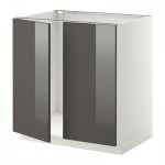 МЕТОД Напольн шкаф д раковины+2 двери - Рингульт глянцевый серый, белый МЕТОД Напольн шкаф д раковины+2 двери - Рингульт глянцевый серый, белый