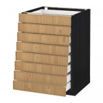 МЕТОД / МАКСИМЕРА Наполн шкаф 8 фронт/8 низк ящиков - под дерево черный, Экестад дуб, 60x60 см