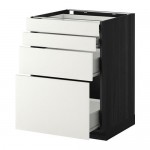 МЕТОД / ФОРВАРА Нплн шк 4 фронт/2 низк/2средн ящ - под дерево черный, Хэггеби белый, 60x60 см