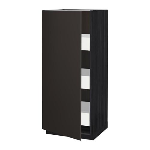 МЕТОД / МАКСИМЕРА Высокий шкаф с ящиками - под дерево черный, Кунгсбакка антрацит, 60x60x140 см МЕТОД / МАКСИМЕРА Высокий шкаф с ящиками - под дерево черный, Кунгсбакка антрацит, 60x60x140 см