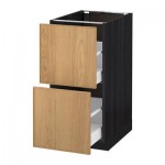 МЕТОД / МАКСИМЕРА Напольн шкаф 2фрнт/2выс ящ - 40x60 см, Экестад дуб, под дерево черный