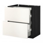 МЕТОД / ФОРВАРА Напольн шкаф 2 фронт пнл/4 средн ящ - под дерево черный, Веддинге белый, 80x60 см