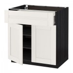 МЕТОД / ФОРВАРА Напольный шкаф+ящик/2дверцы - 80x60 см, Сэведаль белый, под дерево черный МЕТОД / ФОРВАРА Напольный шкаф+ящик/2дверцы - 80x60 см, Сэведаль белый, под дерево черный