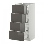 МЕТОД / МАКСИМЕРА Напольн шкаф 4 фронт панели/4 ящика - 40x37 см, Рингульт глянцевый серый, белый МЕТОД / МАКСИМЕРА Напольн шкаф 4 фронт панели/4 ящика - 40x37 см, Рингульт глянцевый серый, белый