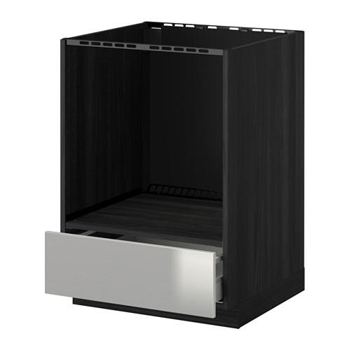 МЕТОД / МАКСИМЕРА Напольный шкаф д/духовки, с ящиком - под дерево черный, Гревста нержавеющ сталь