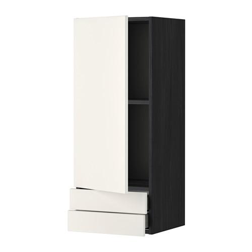 МЕТОД / МАКСИМЕРА Навесной шкаф с дверцей/2 ящика - под дерево черный, Веддинге белый, 40x100 см МЕТОД / МАКСИМЕРА Навесной шкаф с дверцей/2 ящика - под дерево черный, Веддинге белый, 40x100 см