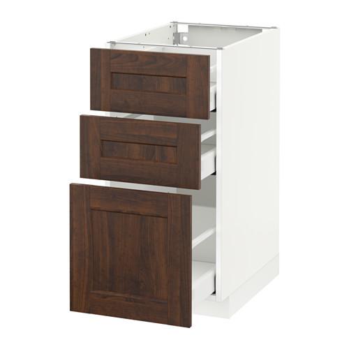 МЕТОД / МАКСИМЕРА Напольный шкаф с 3 ящиками - белый, Эдсерум под дерево коричневый, 40x60 см МЕТОД / МАКСИМЕРА Напольный шкаф с 3 ящиками - белый, Эдсерум под дерево коричневый, 40x60 см