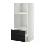 МЕТОД / ФОРВАРА Высокий шкаф с ящиком д/духовки/СВЧ - белый, Тингсрид под дерево черный МЕТОД / ФОРВАРА Высокий шкаф с ящиком д/духовки/СВЧ - белый, Тингсрид под дерево черный