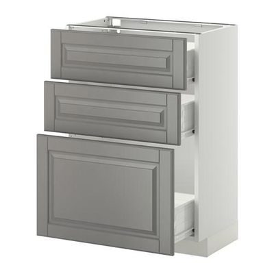МЕТОД / ФОРВАРА Напольный шкаф с 3 ящиками - 60x37 см, Будбин серый, белый МЕТОД / ФОРВАРА Напольный шкаф с 3 ящиками - 60x37 см, Будбин серый, белый
