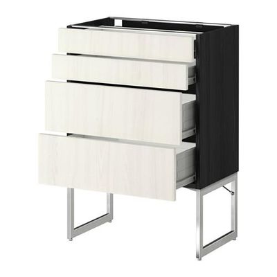 МЕТОД / ФОРВАРА Нплн шк 4 фронт/2 низк/2средн ящ - 60x37x60 см, Росдаль белый ясень, под дерево черный МЕТОД / ФОРВАРА Нплн шк 4 фронт/2 низк/2средн ящ - 60x37x60 см, Росдаль белый ясень, под дерево черный