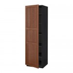 МЕТОД Высок шкаф с полками - под дерево черный, Филипстад коричневый, 60x60x200 см