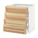 МЕТОД / МАКСИМЕРА Напольн шкаф 4 фронт панели/4 ящика - белый, Торхэмн естественный ясень, 80x60 см МЕТОД / МАКСИМЕРА Напольн шкаф 4 фронт панели/4 ящика - белый, Торхэмн естественный ясень, 80x60 см