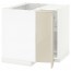МЕТОД Угл напольн шкаф с вращающ секц - белый, Воксторп левосторонний/глянцевый светло-бежевый