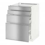 МЕТОД / МАКСИМЕРА Напольн шкаф 4 фронт панели/4 ящика - белый, Гревста нержавеющ сталь, 60x60 см МЕТОД / МАКСИМЕРА Напольн шкаф 4 фронт панели/4 ящика - белый, Гревста нержавеющ сталь, 60x60 см