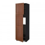 МЕТОД Высокий шкаф д/холодильника/2дверцы - под дерево черный, Филипстад коричневый, 60x60x200 см