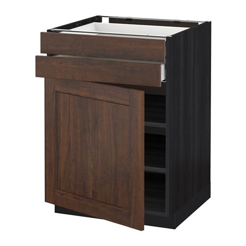 МЕТОД / МАКСИМЕРА Напольный шкаф с дверцей/2 ящиками - под дерево черный, Эдсерум под дерево коричневый, 60x60 см