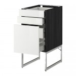 МЕТОД / МАКСИМЕРА Напольн шкаф 3фронт пнл/2низ/2ср ящ - под дерево черный, Рингульт глянцевый белый, 40x60x60 см МЕТОД / МАКСИМЕРА Напольн шкаф 3фронт пнл/2низ/2ср ящ - под дерево черный, Рингульт глянцевый белый, 40x60x60 см