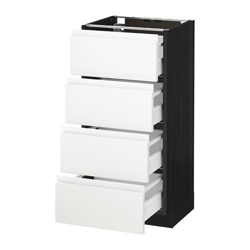 МЕТОД / МАКСИМЕРА Напольн шкаф 4 фронт панели/4 ящика - под дерево черный, Воксторп белый, 40x37 см МЕТОД / МАКСИМЕРА Напольн шкаф 4 фронт панели/4 ящика - под дерево черный, Воксторп белый, 40x37 см