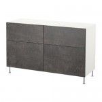 БЕСТО Комб для хран с дверц/ящ - белый/темно-серый под бетон, направляющие ящика, плавно закр БЕСТО Комб для хран с дверц/ящ - белый/темно-серый под бетон, направляющие ящика, плавно закр