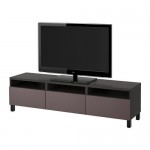 БЕСТО Тумба д/ТВ с ящиками - черно-коричневый/Вальвикен темно-коричневый, направляющие ящика, плавно закр БЕСТО Тумба д/ТВ с ящиками - черно-коричневый/Вальвикен темно-коричневый, направляющие ящика, плавно закр