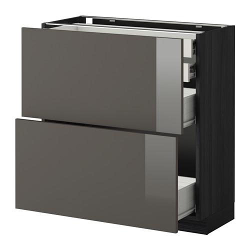 МЕТОД / ФОРВАРА Нплн шк 2фрнт/2низк/2 выс/2срдн ящ - под дерево черный, Рингульт глянцевый серый, 80x37 см МЕТОД / ФОРВАРА Нплн шк 2фрнт/2низк/2 выс/2срдн ящ - под дерево черный, Рингульт глянцевый серый, 80x37 см