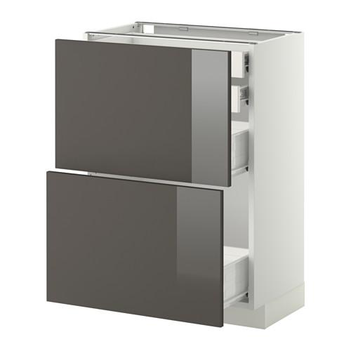 МЕТОД / ФОРВАРА Нплн шк 2фрнт/2низк/2 выс/2срдн ящ - белый, Рингульт глянцевый серый, 60x37 см МЕТОД / ФОРВАРА Нплн шк 2фрнт/2низк/2 выс/2срдн ящ - белый, Рингульт глянцевый серый, 60x37 см