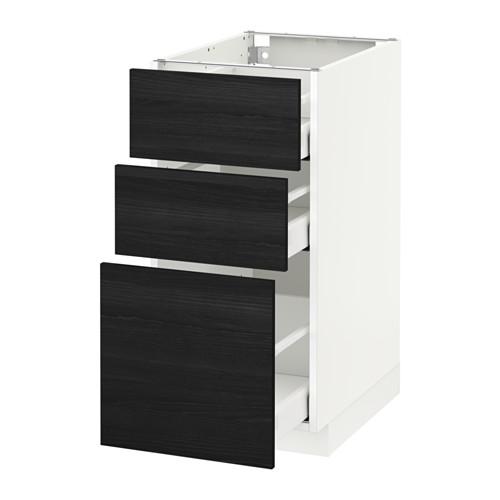 МЕТОД / МАКСИМЕРА Напольный шкаф с 3 ящиками - белый, Тингсрид под дерево черный, 40x60 см