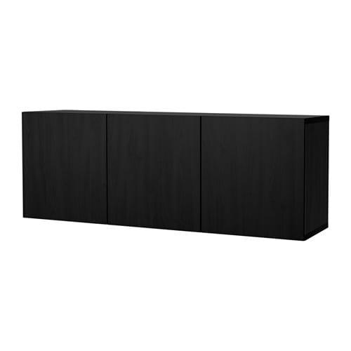 БЕСТО Комбинация настенных шкафов - черно-коричневый/Лаппвикен черно-коричневый, 180x40x64 см