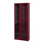 БИЛЛИ Шкаф книжный со стеклянными дверьми - темно-красный
