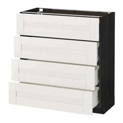 МЕТОД / ФОРВАРА Напольн шкаф 4 фронт панели/4 ящика - 80x37 см, Сэведаль белый, под дерево черный МЕТОД / ФОРВАРА Напольн шкаф 4 фронт панели/4 ящика - 80x37 см, Сэведаль белый, под дерево черный