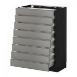 МЕТОД / ФОРВАРА Наполн шкаф 8 фронт/8 низк ящиков - под дерево черный, Будбин серый, 60x37 см