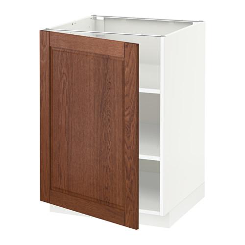 МЕТОД Напольный шкаф с полками - белый, Филипстад коричневый, 60x60 см
