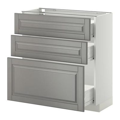 МЕТОД / ФОРВАРА Напольный шкаф с 3 ящиками - 80x37 см, Будбин серый, белый МЕТОД / ФОРВАРА Напольный шкаф с 3 ящиками - 80x37 см, Будбин серый, белый