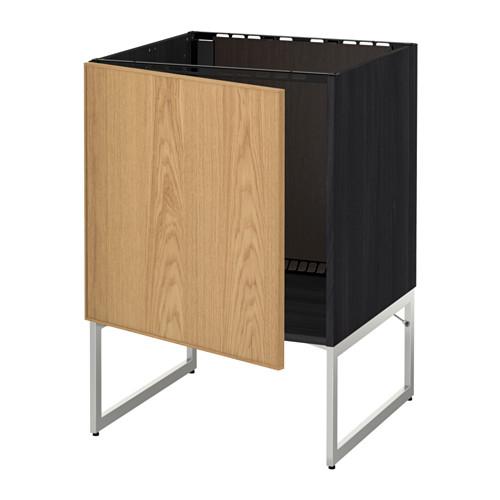 МЕТОД Напольный шкаф для раковины - под дерево черный, Экестад дуб