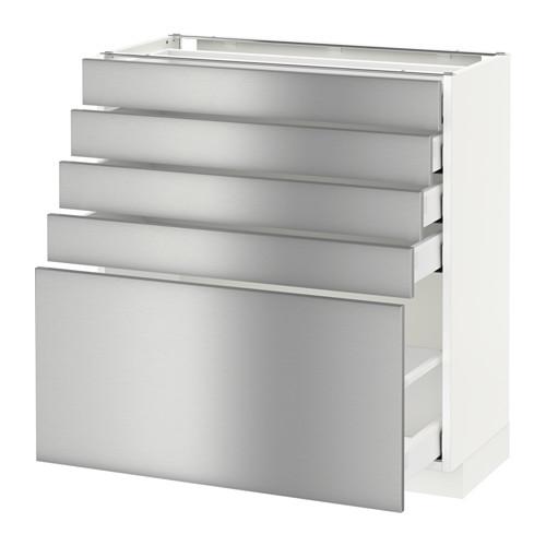 МЕТОД / МАКСИМЕРА Напольный шкаф с 5 ящиками - белый, Гревста нержавеющ сталь, 80x37 см МЕТОД / МАКСИМЕРА Напольный шкаф с 5 ящиками - белый, Гревста нержавеющ сталь, 80x37 см