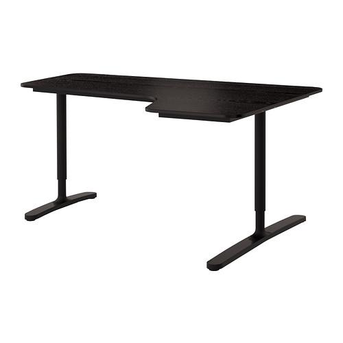 БЕКАНТ Углов письм стол правый - черно-коричневый/черный