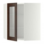 МЕТОД Углов навесн шк с полками/сткл дв - белый, Эдсерум под дерево коричневый, 68x80 см МЕТОД Углов навесн шк с полками/сткл дв - белый, Эдсерум под дерево коричневый, 68x80 см