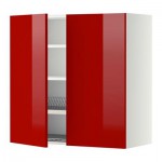 МЕТОД Навесной шкаф с посуд суш/2 дврц - 80x80 см, Рингульт глянцевый красный, белый