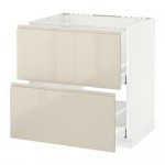 МЕТОД / МАКСИМЕРА Напольн шк п-мойку+2фрнт пнл/2 ящ - белый, Воксторп глянцевый светло-бежевый, 80x60 см