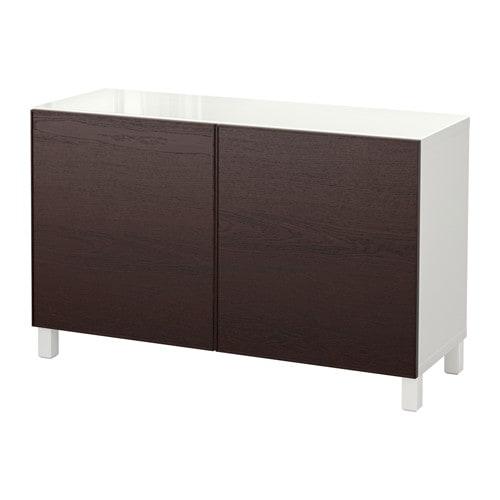 БЕСТО Комбинация для хранения с дверцами - белый/Инвикен черно-коричневый