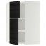 МЕТОД Угловой навесной шкаф+полки/2дверцы - белый, Тингсрид под дерево черный