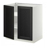 МЕТОД Напол шкаф с полками/2двери - 80x60 см, Лаксарби черно-коричневый, белый