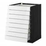 МЕТОД / МАКСИМЕРА Наполн шкаф 8 фронт/8 низк ящиков - под дерево черный, Рингульт глянцевый белый, 60x60 см МЕТОД / МАКСИМЕРА Наполн шкаф 8 фронт/8 низк ящиков - под дерево черный, Рингульт глянцевый белый, 60x60 см