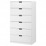 НОРДЛИ Комод с 6 ящиками - белый